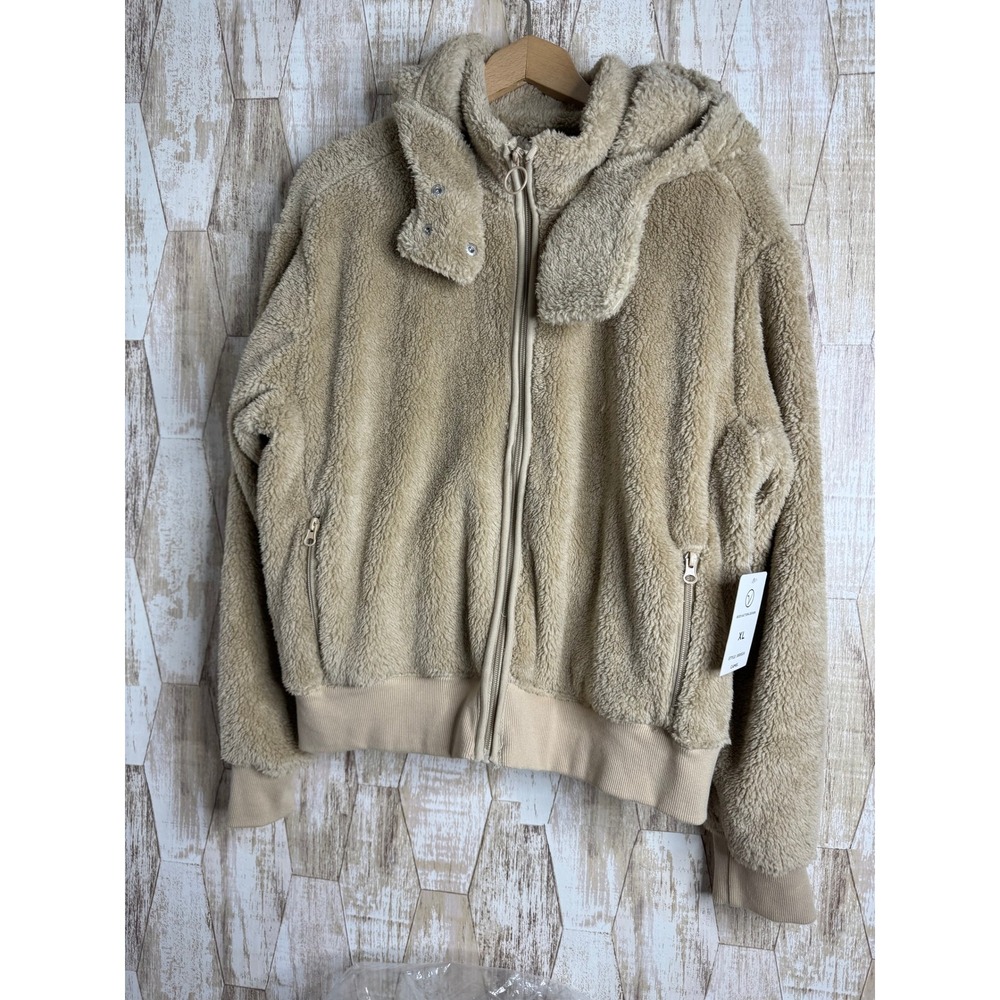 VOGO Womens Teddy Fleece Zip Up Hoodie Jacket Camel XL Style 5005534‎